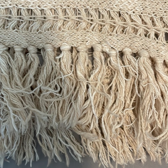 American Eagle Open Woven Knit Fringe Tassel Cream Sweater Top Women’s Size XS - Picture 6 of 6